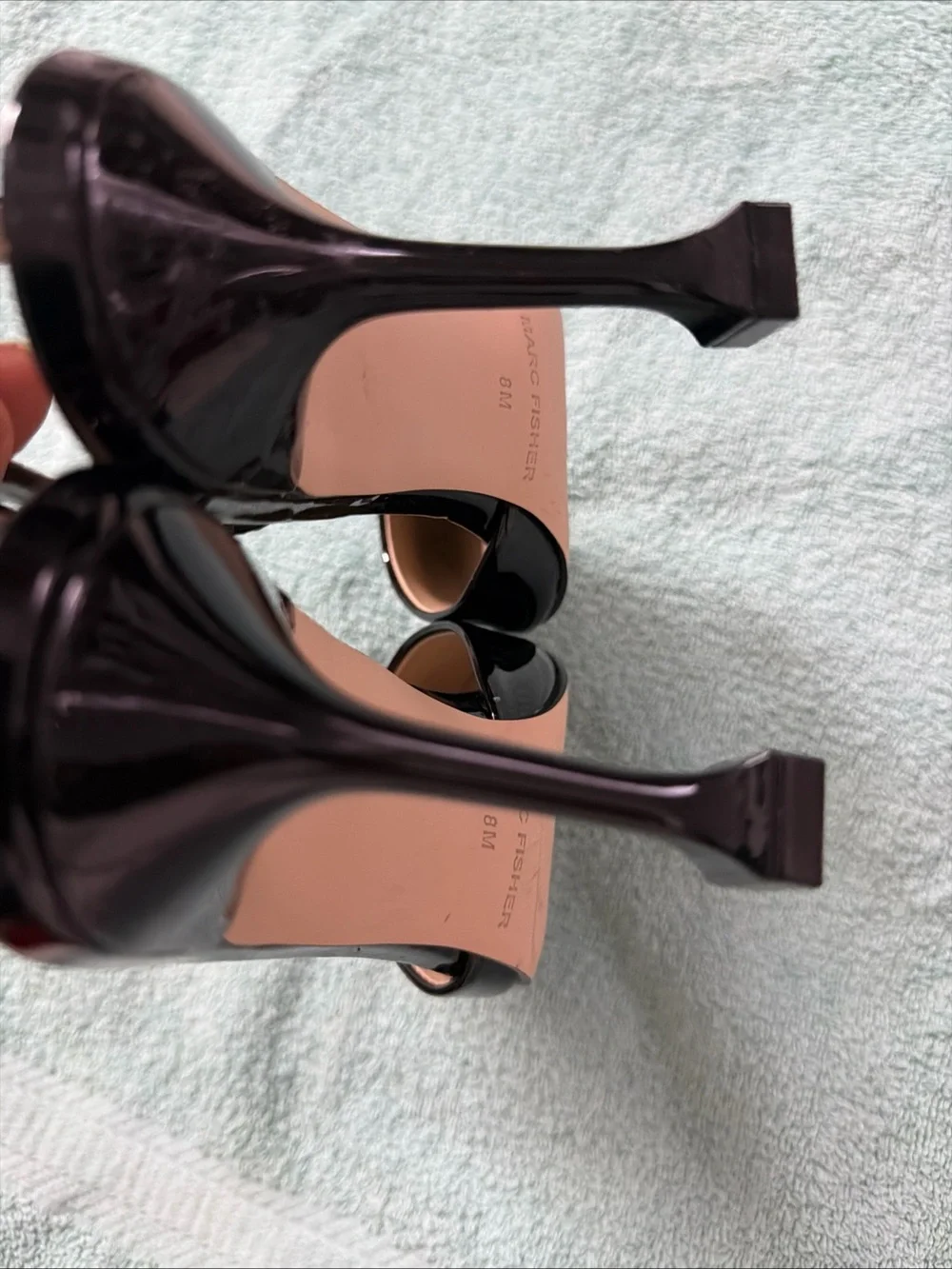 Marc Fisher Black Patent Pointed-Toe Slingback Pumps 8M